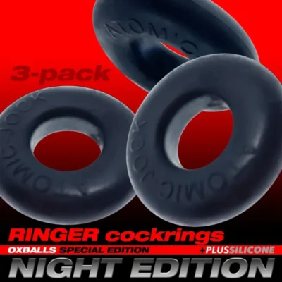 RINGER Cock Ring (3 Pack) Plus+ Silicone Special Edition NIGHT