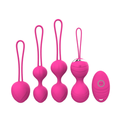 Aviva Silicone Kegel Balls Set of 4 with Remote Control Peach | Pelvic Floor Trainer | Rechargeable & Discreet