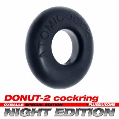 OXBALLS DO-NUT 2 Cock Ring – NIGHT Edition | PLUS+ Silicone™ | Jumbo Stretch Fit | Black