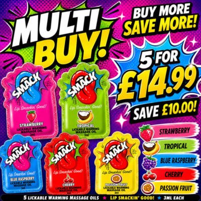 Smack Tarts® Lickable Massage Oil – 5 Pack Variety Pack – 3ml Sachets