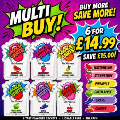 Smack Tarts® Lickable Lubricants – 6 Pack Variety Pack – 3ml Sachets