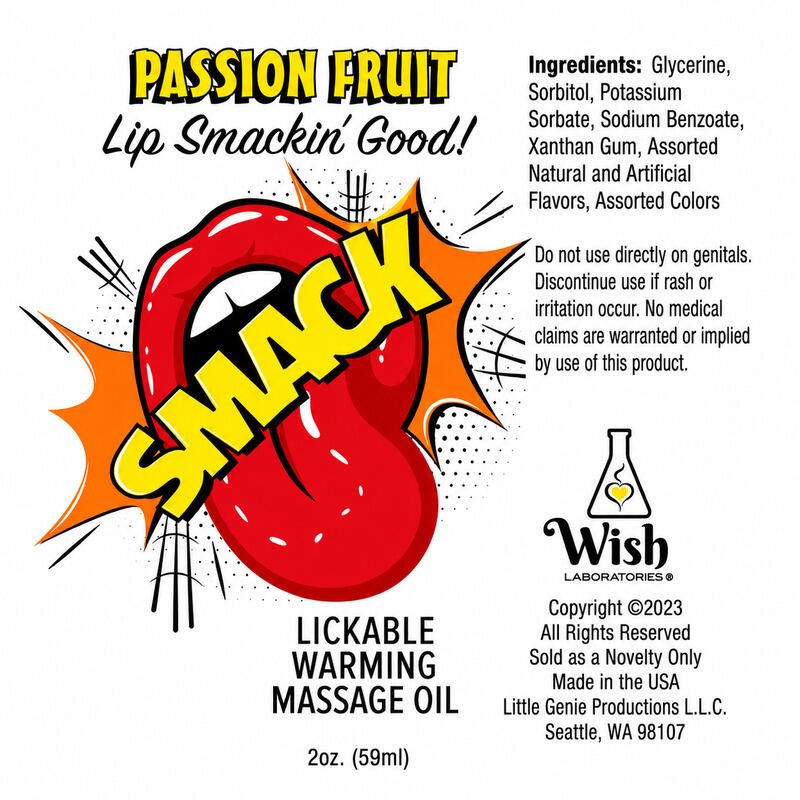 Smack Tarts® Lickable Massage Oil – Passion Fruit – 2oz Bottle - Image 2
