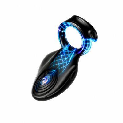 Rechargeable Silicone Ring Massager 10 Vibration Modes Waterproof Body-Safe Silicone Black