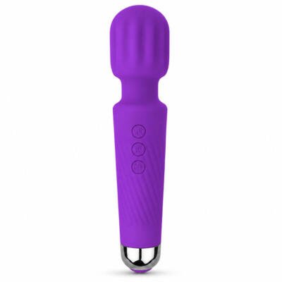 10 Mode Rechargeable Wand Massager Waterproof Silicone Deep Tissue Massage Purple