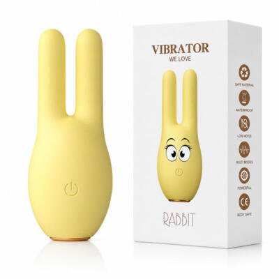Cute Rabbit Mini Massager USB Rechargeable Waterproof Body-Safe Silicone Yellow
