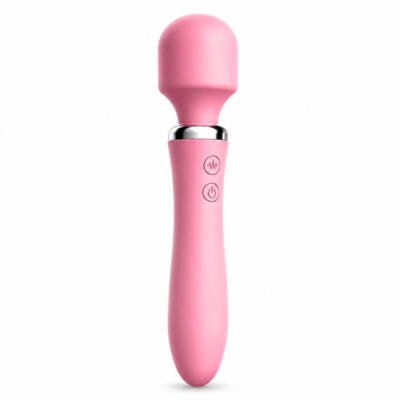 Rechargeable Wand Massager 10 Vibration Modes USB Waterproof Body-Safe Silicone Pink