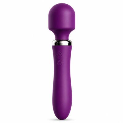 Rechargeable Wand Massager 10 Vibration Modes USB Waterproof Body-Safe Silicone Purple