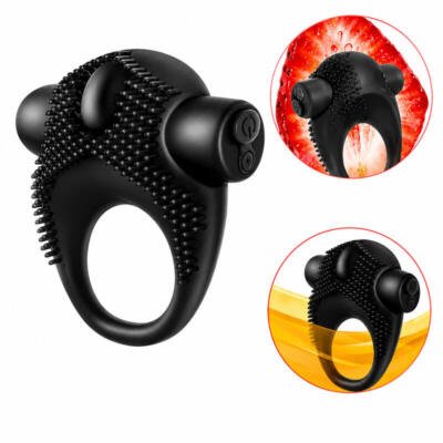 Rechargeable Vibrating Ring Massager with Dual Bullet Motors USB Waterproof Body-Safe Silicone Black