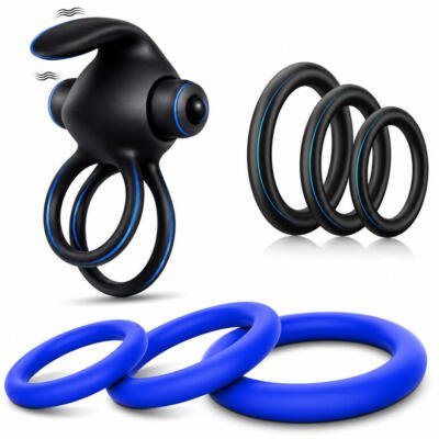 3-in-1 Rechargeable Vibrating Ring Set USB Waterproof Body-Safe Silicone 10 Modes