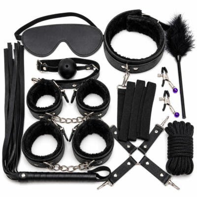 X-Toyz Bondage Kit 2A (Black) - Premium BDSM Restraint Set Faux Leather Adult Couples