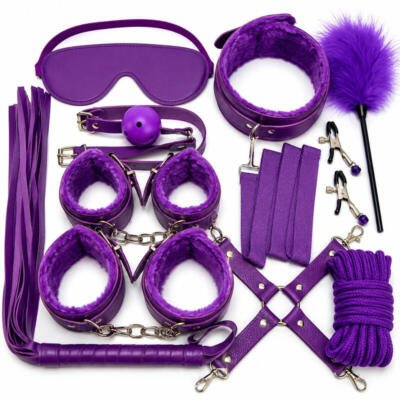 X-Toyz Bondage Kit 2D (Purple) - Premium BDSM Restraint Set Faux Leather Adult Couples