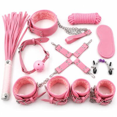 X-Toyz Bondage Kit 3 (Pink) - Premium BDSM Restraint Set Faux Leather Adult Couples
