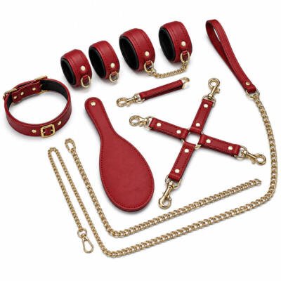 X-Toyz Bondage Kit 11 (Red) - Luxury BDSM Restraint Set Faux Leather Adult Couples
