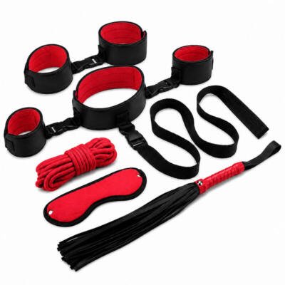 X-Toyz Bondage Kit 12B (Black & Red) - Premium BDSM Restraint Set Adult Couples