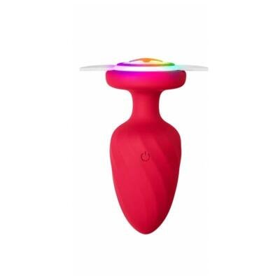 X-Toyz Red LED Light Vibrating Butt Plug 10 Modes USB Rechargeable Waterproof