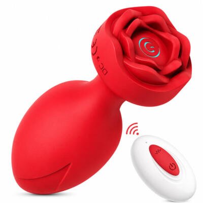 X-Toyz Rose Shaped Vibrating Butt Plug with Remote Control USB Rechargeable Waterproof