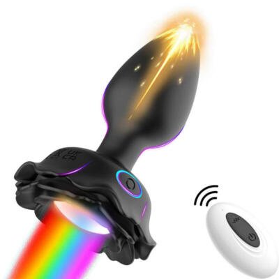 X-Toyz Remote Controlled Vibrating Butt Plug with LED Light USB Rechargeable Waterproof Black