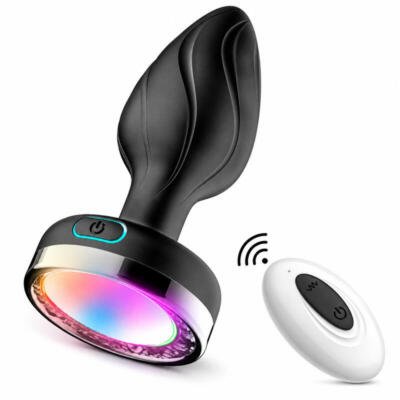 X-Toyz Remote Controlled Vibrating Butt Plug with LED Base 10 Modes USB Rechargeable Waterproof