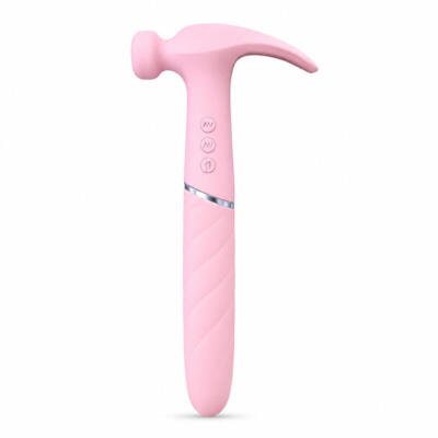 Hammer Shaped G-Spot Massager USB Rechargeable Waterproof Silicone Vibrator Pink