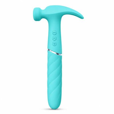 Hammer Shaped G-Spot Massager USB Rechargeable Waterproof Silicone Vibrator Turquoise