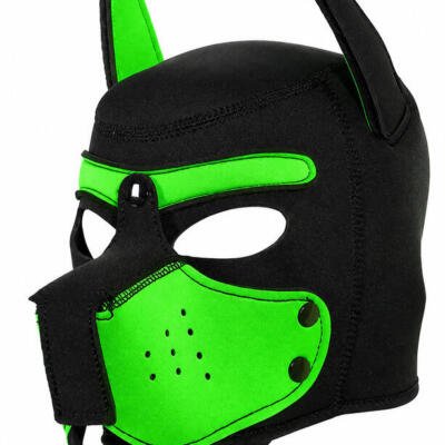 Neoprene Puppy Dog Hood Mask Adjustable Roleplay Cosplay Costume Black Green