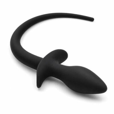 Silicone Puppy Tail Plug 4 Black Body Safe Waterproof Flexible Tail Adult Toy