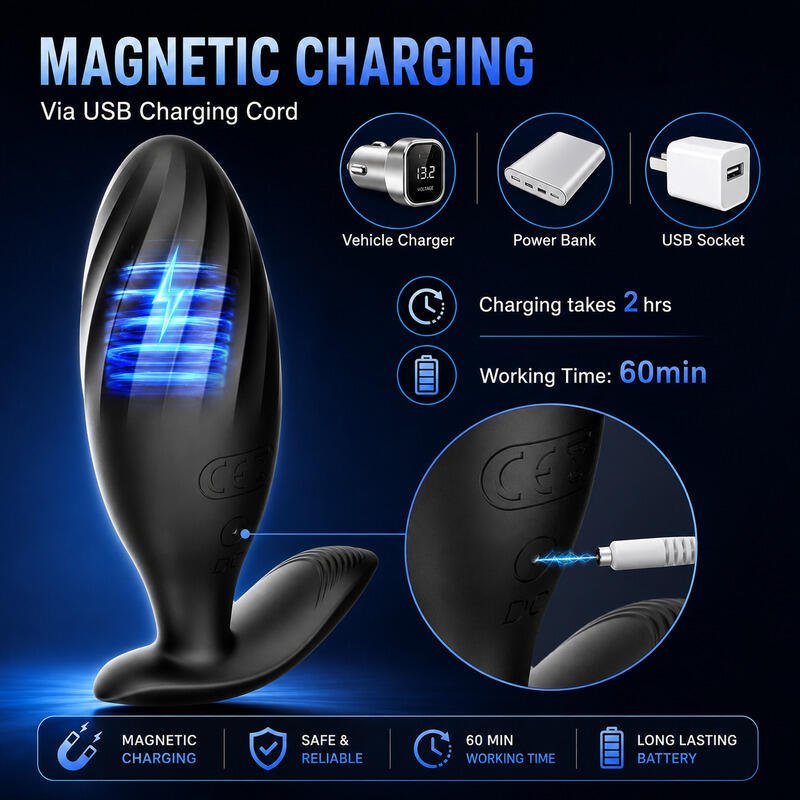 X-Toyz Rechargeable Vibrating Anal Plug 9 Modes Waterproof Silicone - Image 2