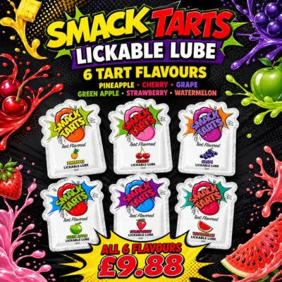Smack Tarts® Lickable Lubricants – 6 Pack Variety Pack – 3ml Sachets