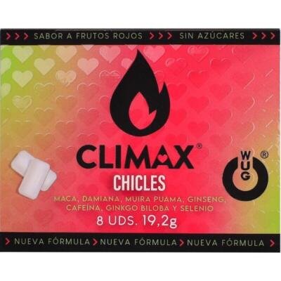 WUG Climax Red Fruit Food Supplement Chewing Gum 8 Pack Sugar Free